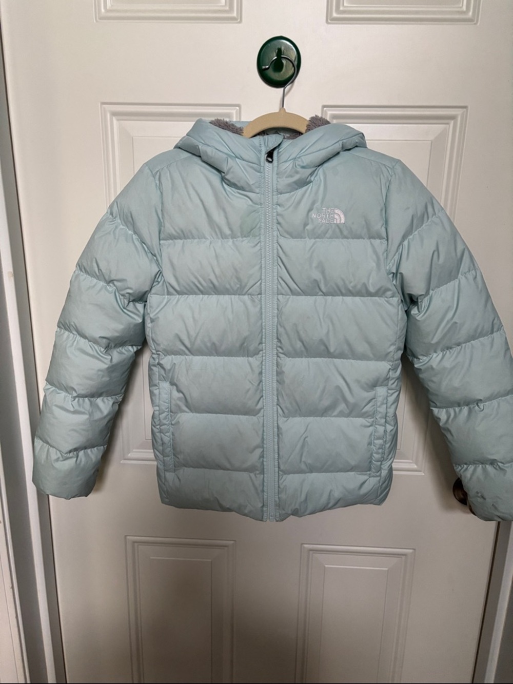 The North Face Girls' Pale Blue Hooded Puffer Jacket